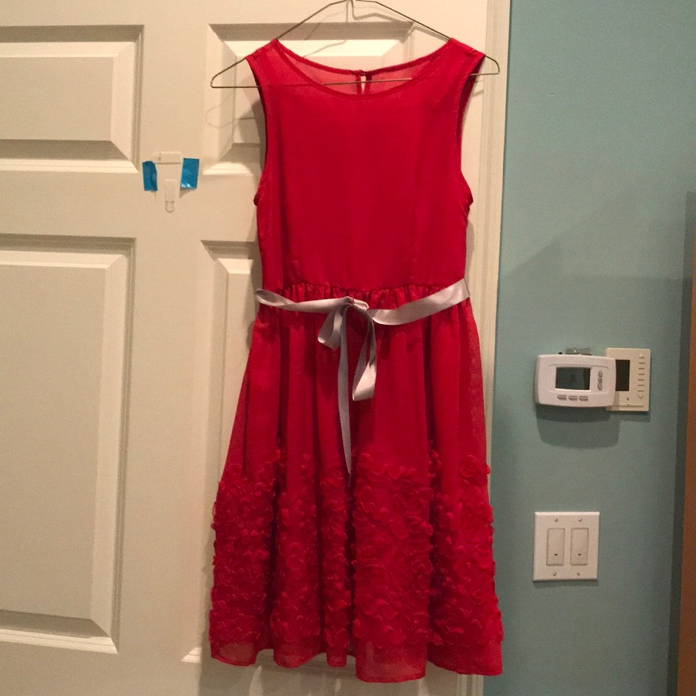 Blush By US Angels Girls Red Chiffon Dress